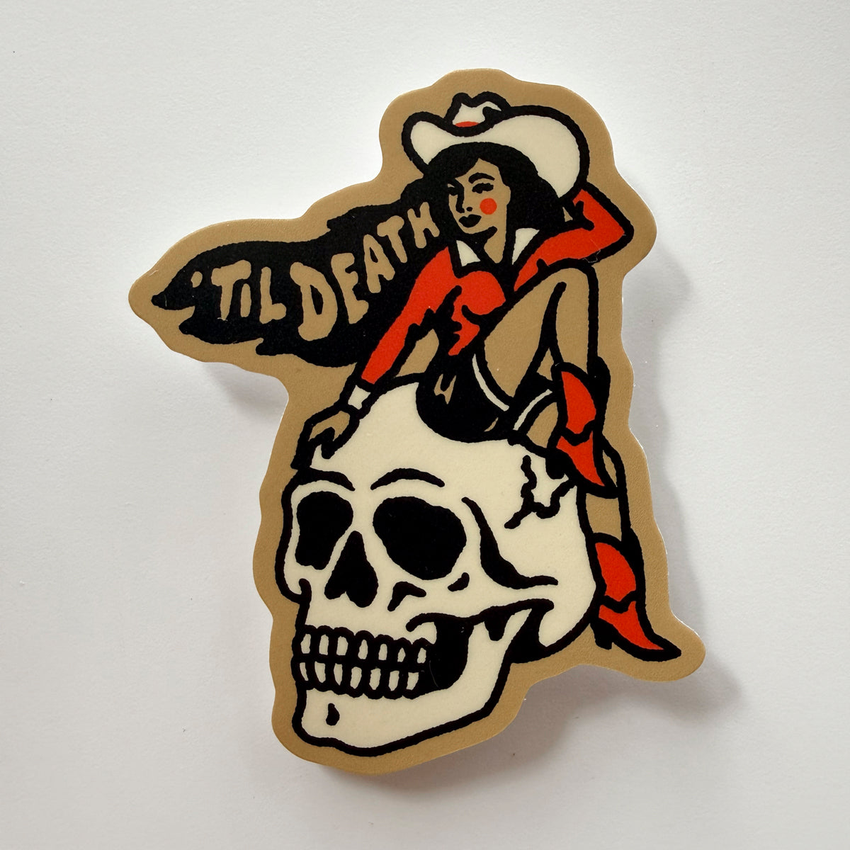 Til Death Cowgirl - 3 Inch Matte Vinyl Western Valentines Love Sticker