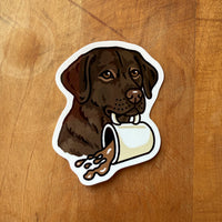 Coffee Chocolate Lab Glossy Sticker