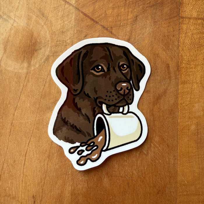 Coffee Chocolate Lab Glossy Sticker