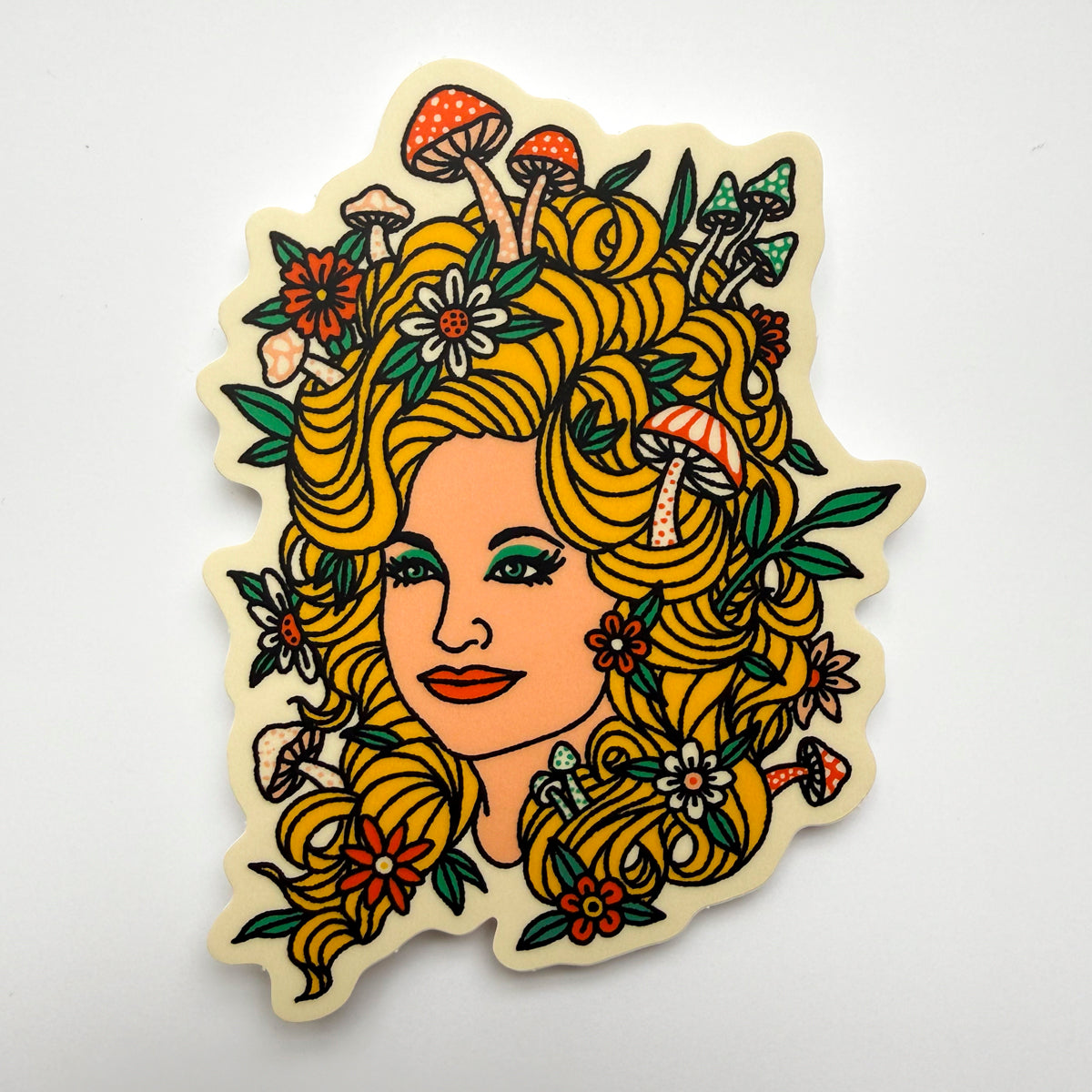72 Dolly - 4 Inch Matte Vinyl Mushroom Country Music Sticker