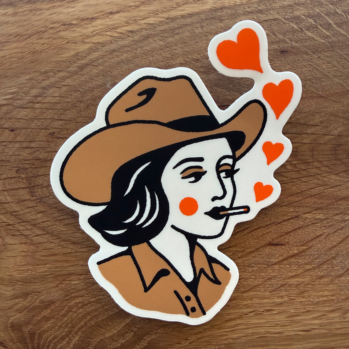Sweetheart - 4 Inch Matte Vinyl Western Smoking Cowgirl Valentine Sticker