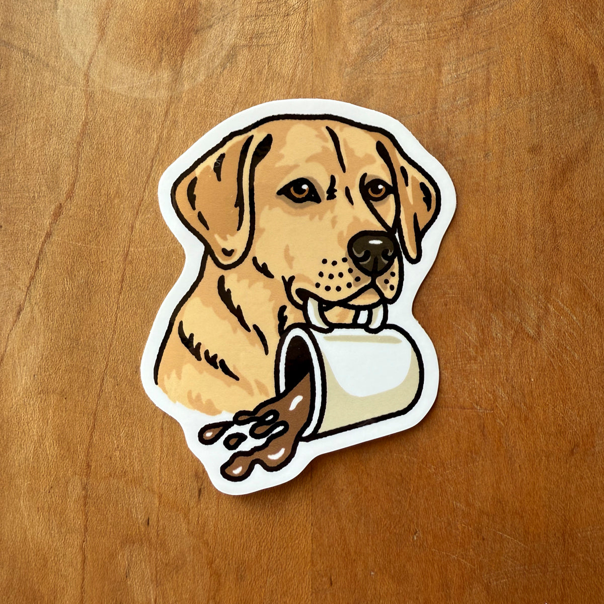 Coffee Yellow Lab Glossy Sticker