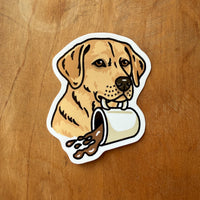 Coffee Yellow Lab Glossy Sticker
