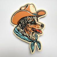 Australian Shepherd (Blue Merle) Cowdog - 4 Inch Matte Vinyl Cowboy Dog Sticker