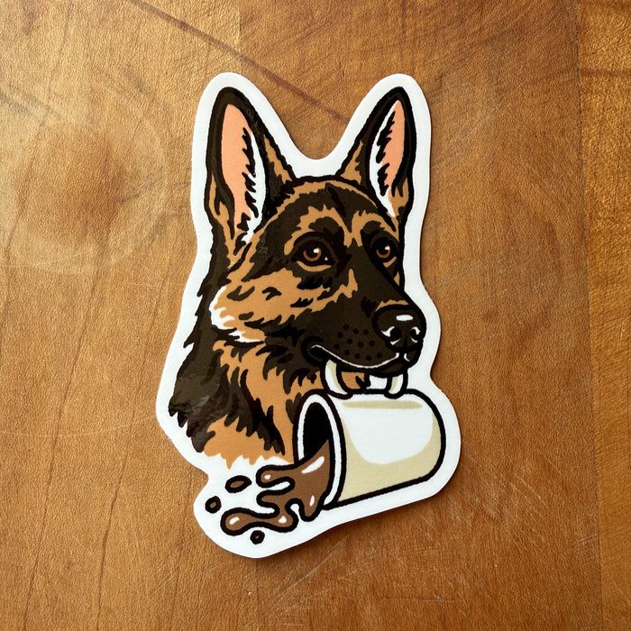 Coffee German Shepherd Glossy Sticker