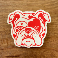 Bulldog Hearts (Red/Cream) - 3 Inch Matte Vinyl Valentines Dog Sticker