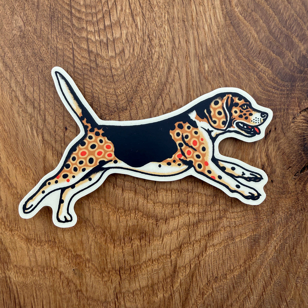 Beagle Brown Trout 4 Inch Matte Vinyl Sticker
