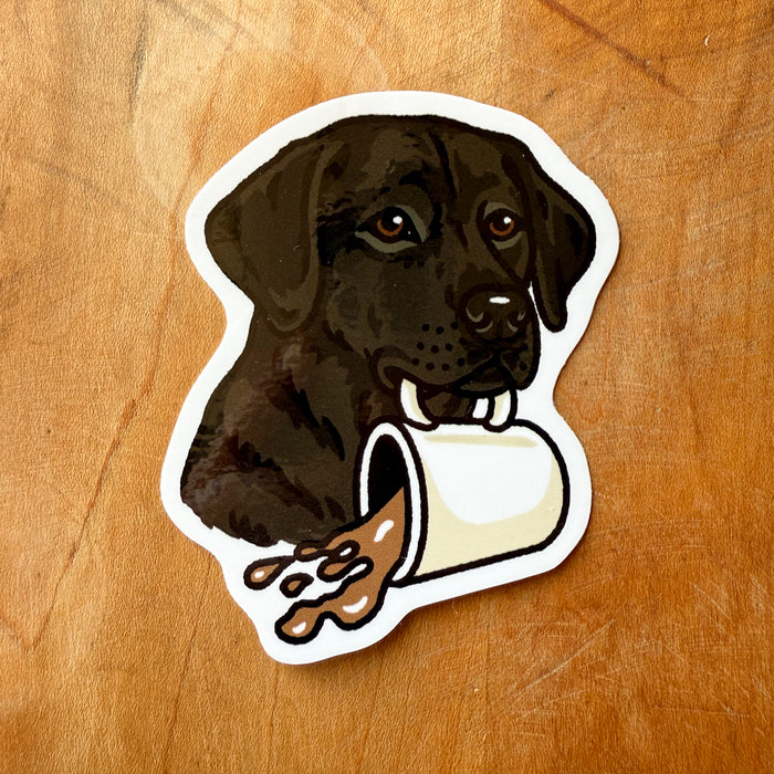 Coffee Black Lab Glossy Sticker