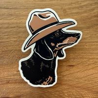 Dachshund  Cowdog - 3 Inch Matte Vinyl Cowboy Dog Sticker