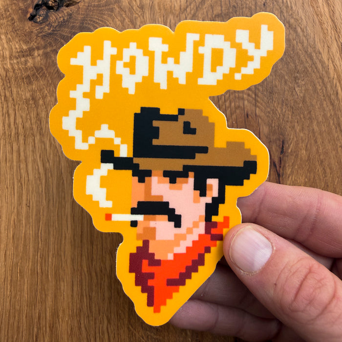 Pixel Cowboy - 4 Inch Matte Vinyl Western Smoking Sticker