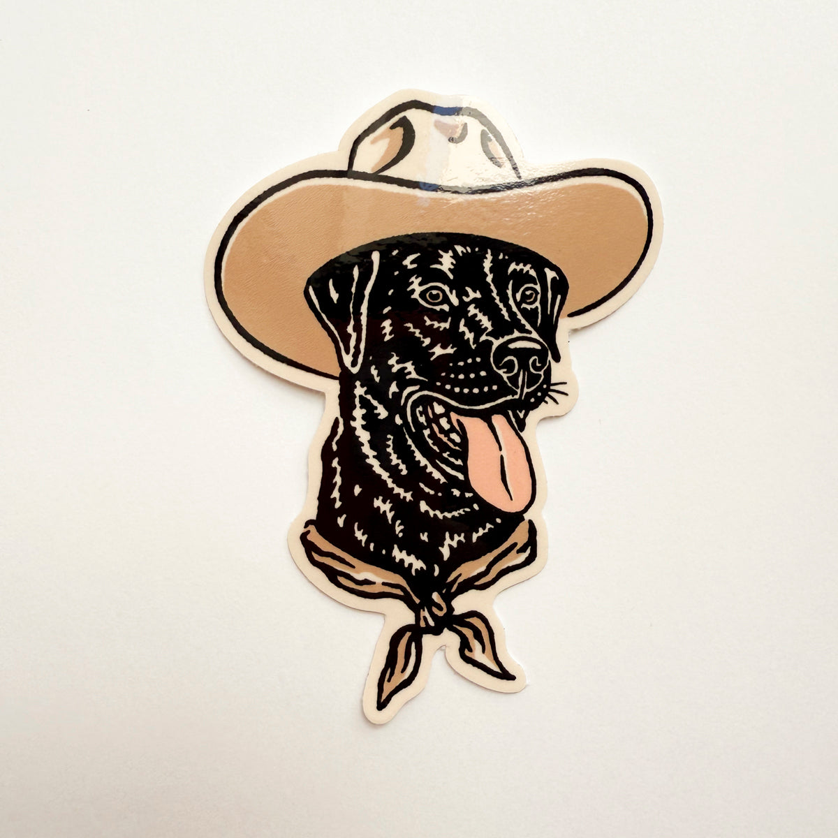 Black Lab Cowdog Glossy Sticker