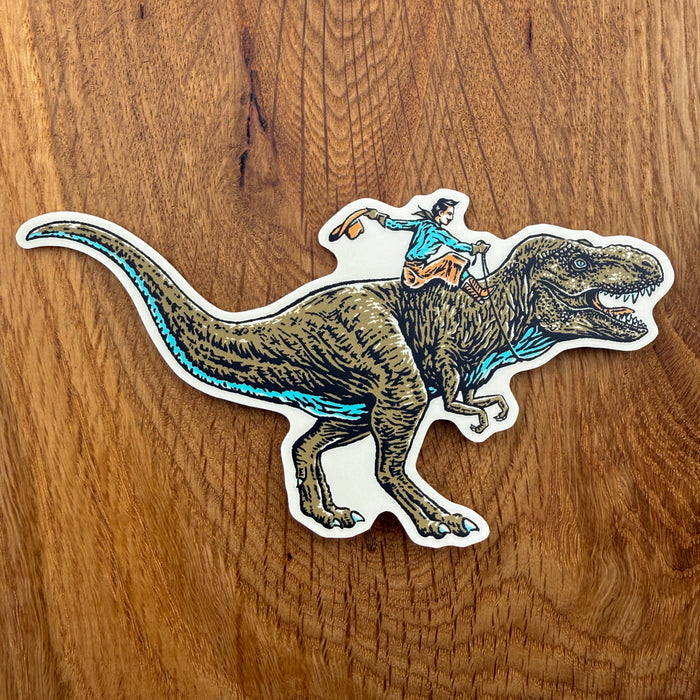T-Rex Cowboy 4 Inch Matte Vinyl Sticker