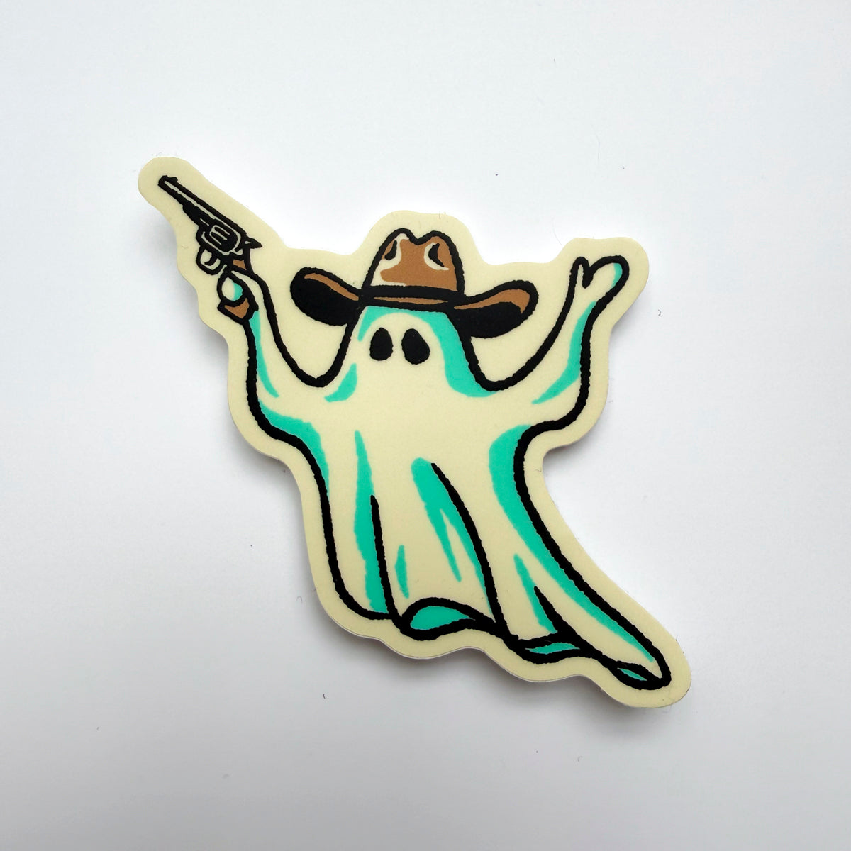 Cowboo - 3 Inch Matte Vinyl Western Halloween Cowboy Ghost Sticker