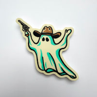 Cowboo - 3 Inch Matte Vinyl Western Halloween Cowboy Ghost Sticker