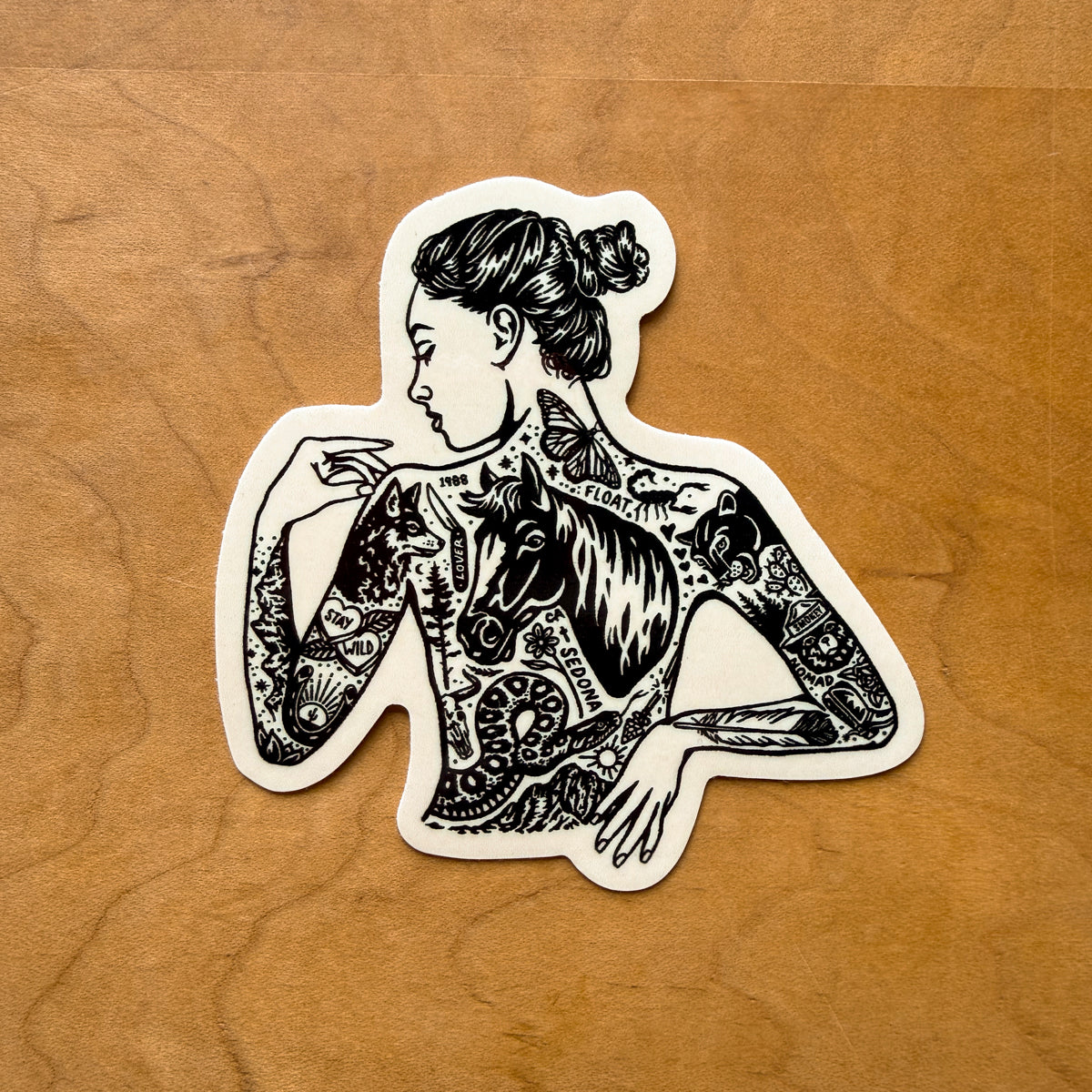 Tattooed Cowgirl 2 Glossy Sticker