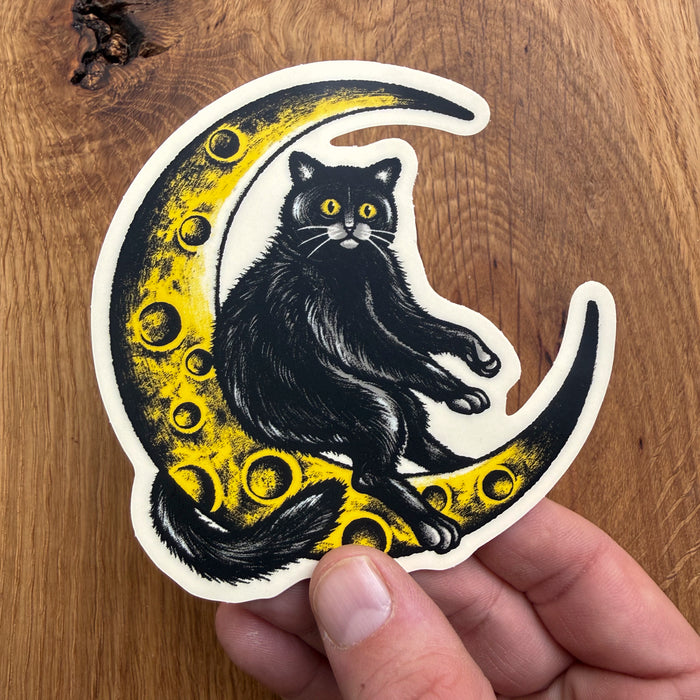 Moon Cat - 4 Inch Matte Vinyl Halloween Sticker
