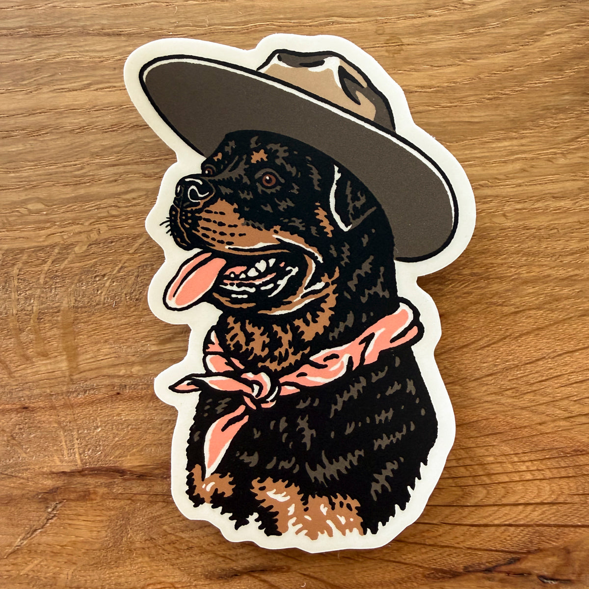 Rottweiler Cowdog - 4 Inch Matte Vinyl Cowboy Dog Sticker