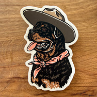 Rottweiler Cowdog - 4 Inch Matte Vinyl Cowboy Dog Sticker