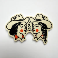 Share A Smoke (Cream) - 3 Inch Matte Vinyl Western Smoking Cowgirl Sticker