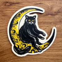 Moon Cat - 4 Inch Matte Vinyl Halloween Sticker