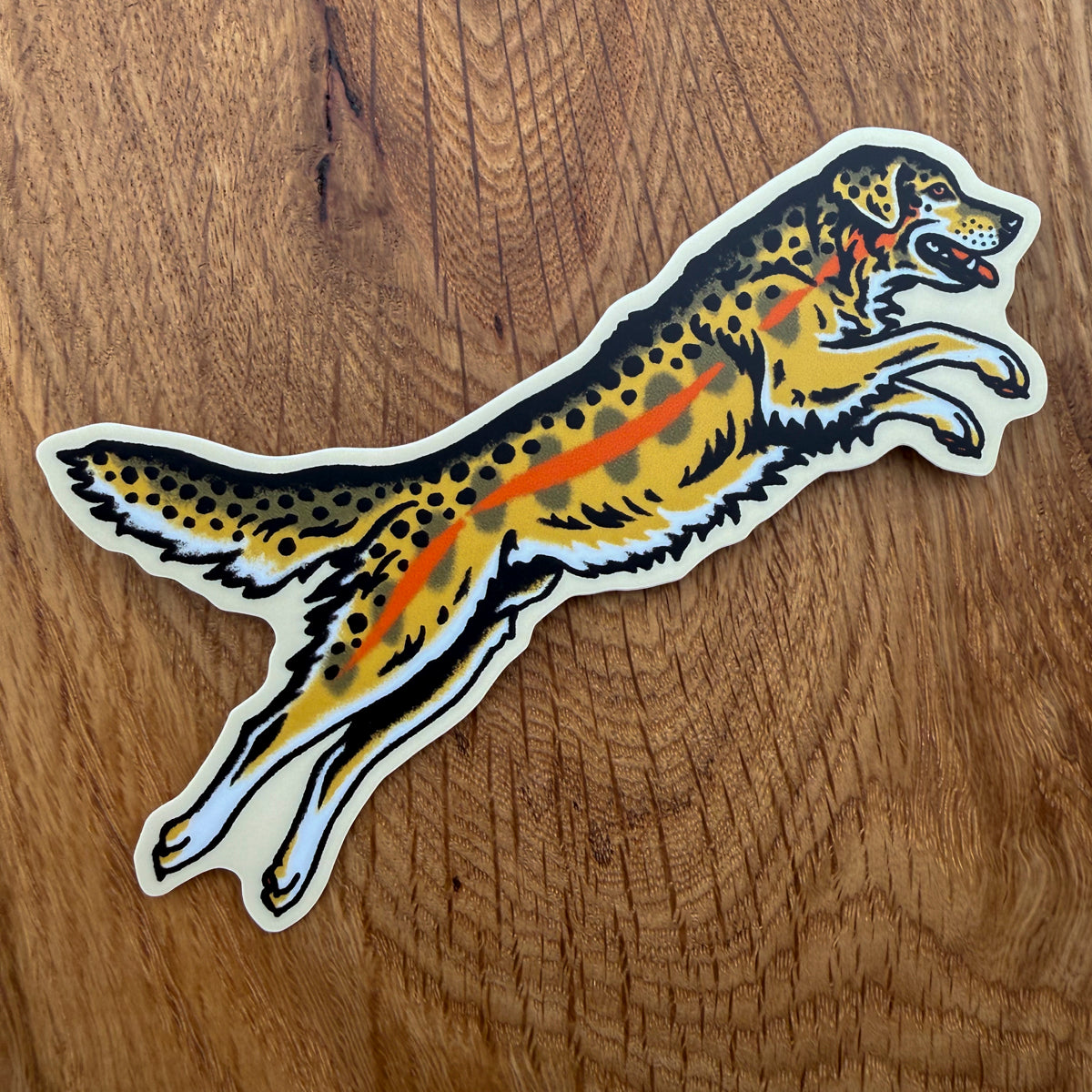 Golden Retriever Trout 4 Inch Matte Vinyl Sticker