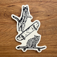 Skate Cats - 4 Inch Matte Vinyl Skateboarding Sticker