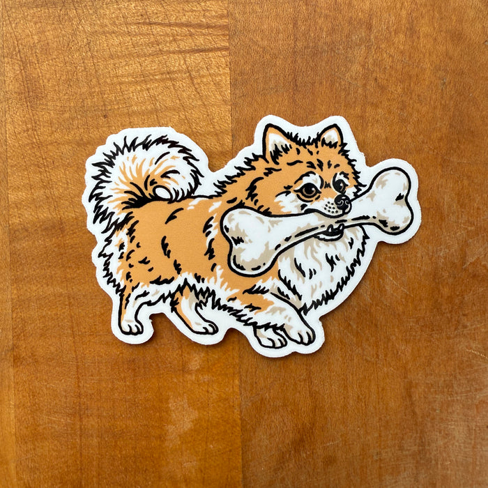 Big Bone Pomeranian Glossy Sticker