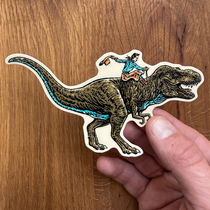 T-Rex Cowboy - 4 Inch Glossy Vinyl Western Dinosaur Sticker