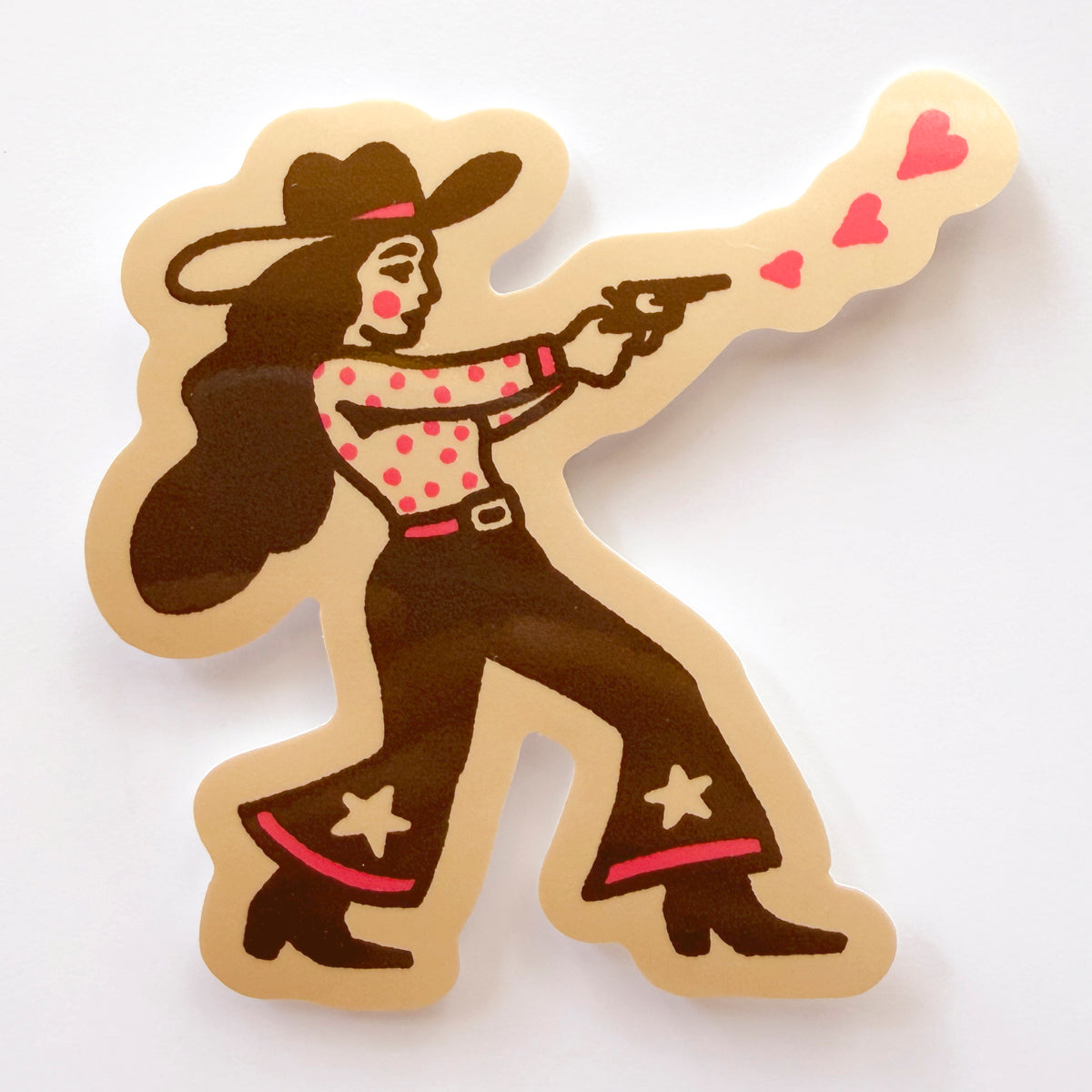 Lovestruck Cowgirl - 4 Inch Large Glossy Vinyl Western Valentines Love Sticker