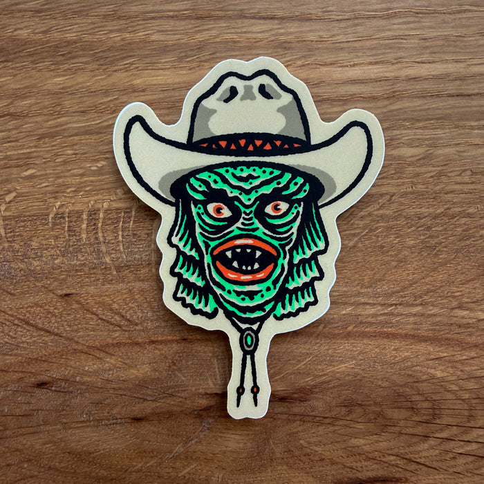 Cowboy Creature - 3 Inch Matte Vinyl Western Monster Sticker