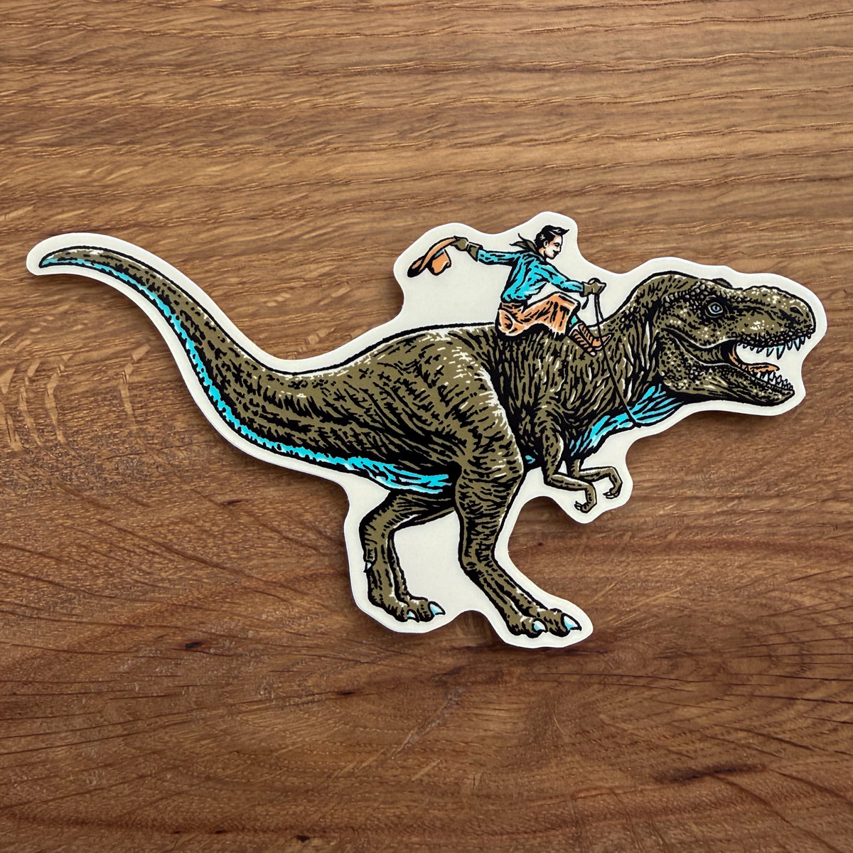 T-Rex Cowboy - 4 Inch Glossy Vinyl Western Dinosaur Sticker