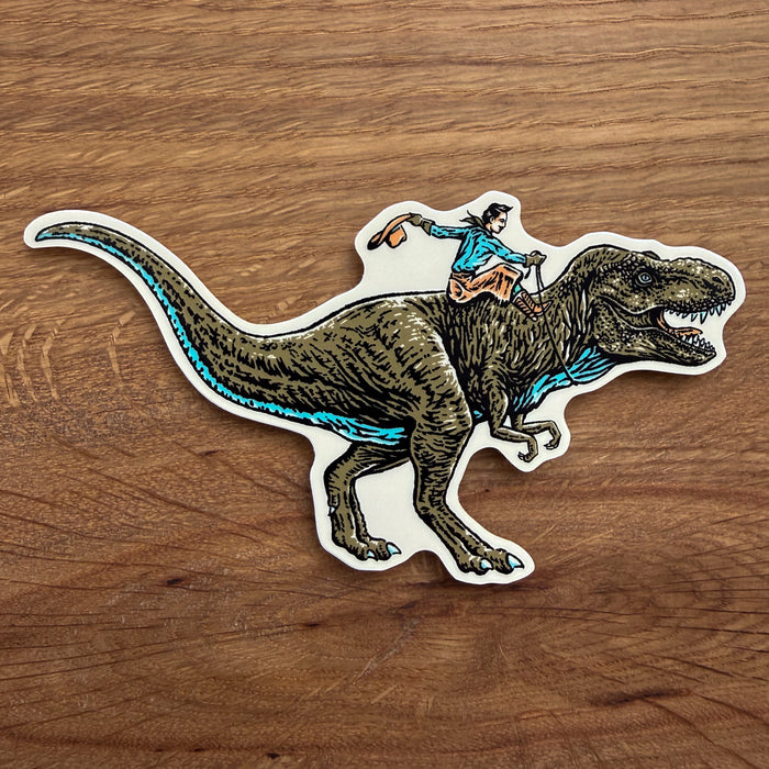 T-Rex Cowboy - 4 Inch Glossy Vinyl Western Dinosaur Sticker