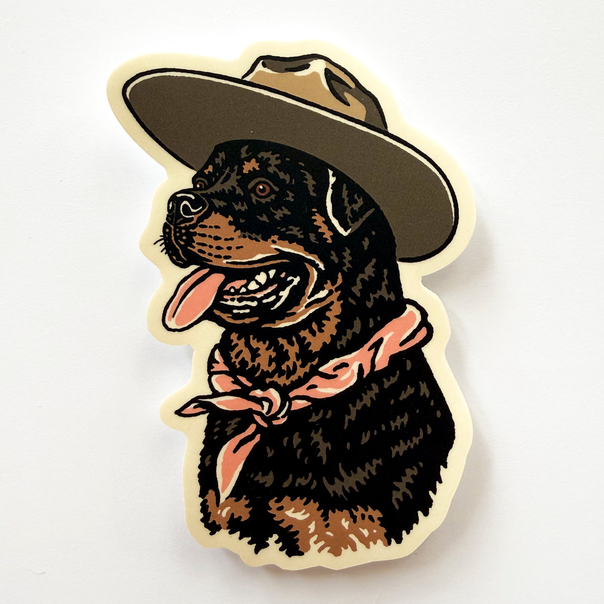 Rottweiler Cowdog - 4 Inch Matte Vinyl Cowboy Dog Sticker