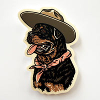 Rottweiler Cowdog - 4 Inch Matte Vinyl Cowboy Dog Sticker