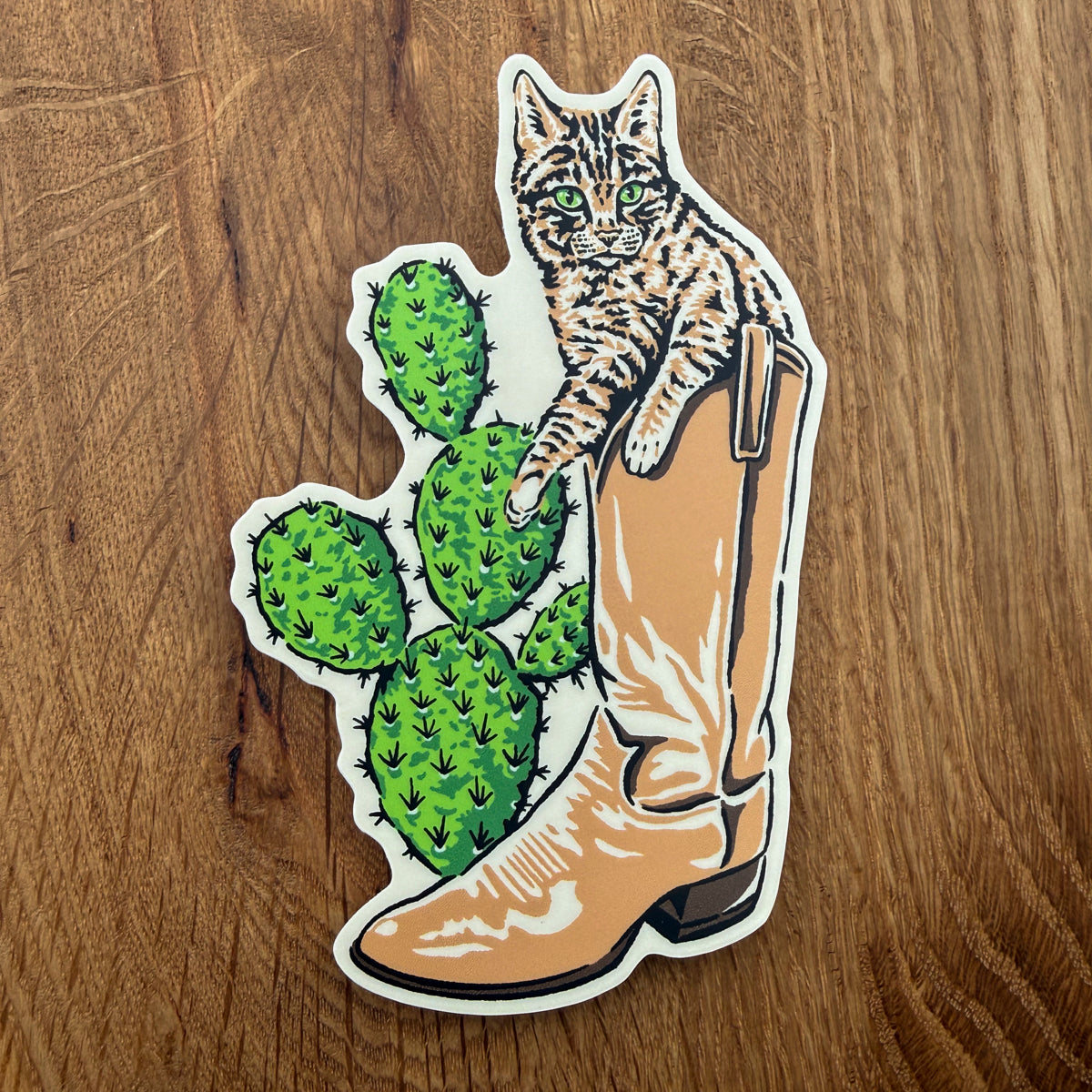 Cactus Boot Cat 4 Inch Matte Vinyl Sticker