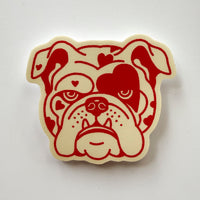 Bulldog Hearts (Red/Cream) - 3 Inch Matte Vinyl Valentines Dog Sticker