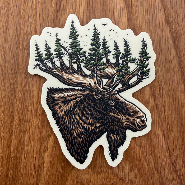 Forest Moose 4 Inch Matte Vinyl Sticker
