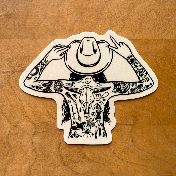 Tattooed Cowgirl 4 Glossy Sticker