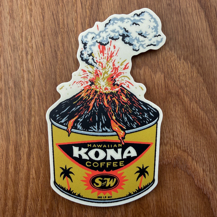 Kona Coffee Volcano 4 Inch Matte Vinyl Sticker