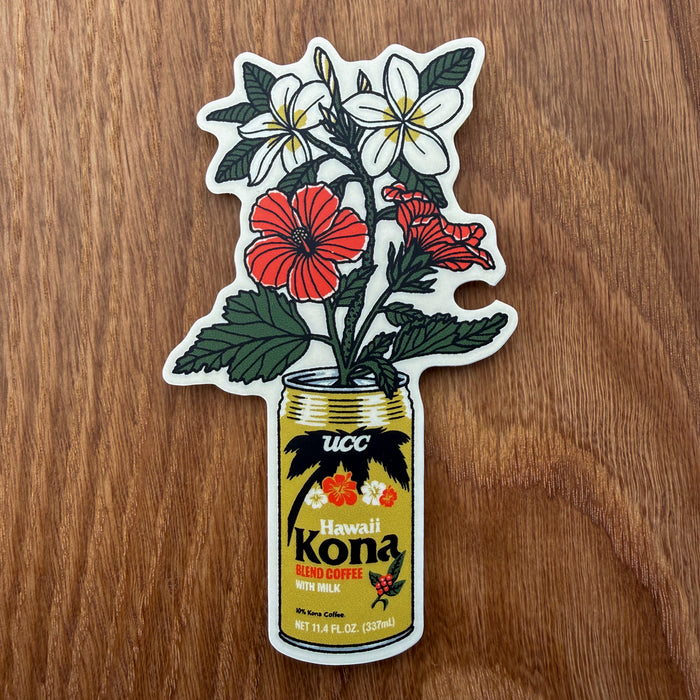 Kona Coffee Flower Can Volcano 4 Inch Matte Vinyl Sticker