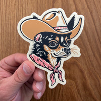 Chihuahua (Black/Tan) Cowdog 4 Inch Matte Vinyl Sticker