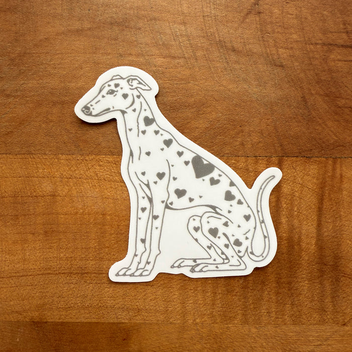 SOLD OUT. Greyhound Hearts (Gray) Glossy Sticker