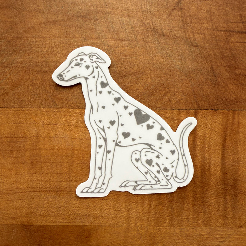 SOLD OUT. Greyhound Hearts (Gray) Glossy Sticker
