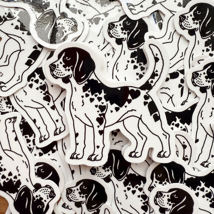Beagle Hearts (Black) Glossy Sticker