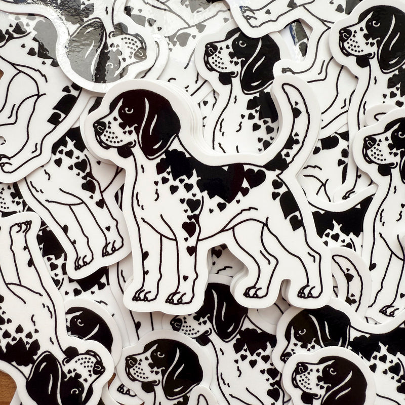 Beagle Hearts (Black) Glossy Sticker