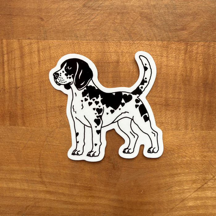 Beagle Hearts (Black) Glossy Sticker