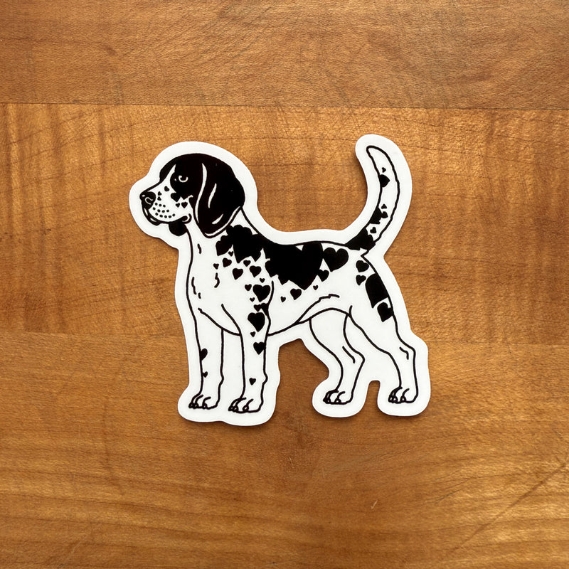 Beagle Hearts (Black) Glossy Sticker