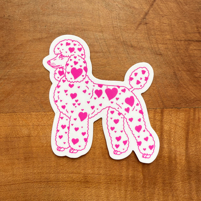 Poodle Hearts (Pink) Glossy Sticker