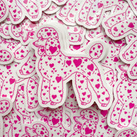 Poodle Hearts (Pink) Glossy Sticker