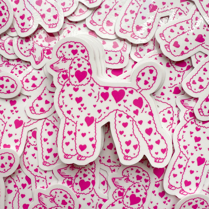 Poodle Hearts (Pink) Glossy Sticker